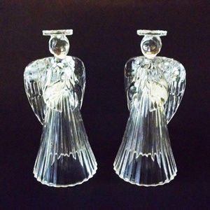Praying Angel Crystal Glass Candle Holders